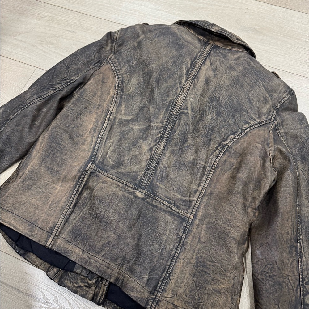 Andrew Marc New York Bronze Leather Moto Jacket - Picture 6 of 6